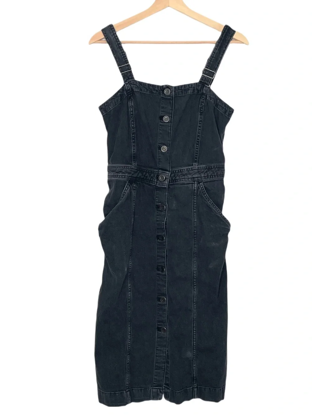 Levi's x ASOS Denim Bustier Dress in Weathered Black Size Small Smocked back
